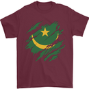 Torn Mauritania Flag Mauritanian Day Football Mens T-Shirt 100% Cotton Maroon