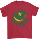 Torn Mauritania Flag Mauritanian Day Football Mens T-Shirt 100% Cotton Red