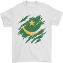 Torn Mauritania Flag Mauritanian Day Football Mens T-Shirt 100% Cotton White