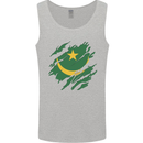 Torn Mauritania Flag Mauritanian Day Football Mens Vest Tank Top Sports Grey
