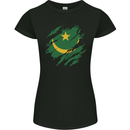 Torn Mauritania Flag Mauritanian Day Football Womens Petite Cut T-Shirt Black
