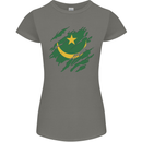 Torn Mauritania Flag Mauritanian Day Football Womens Petite Cut T-Shirt Charcoal