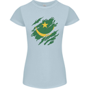 Torn Mauritania Flag Mauritanian Day Football Womens Petite Cut T-Shirt Light Blue