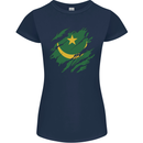 Torn Mauritania Flag Mauritanian Day Football Womens Petite Cut T-Shirt Navy Blue