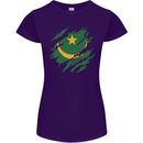 Torn Mauritania Flag Mauritanian Day Football Womens Petite Cut T-Shirt Purple