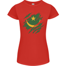 Torn Mauritania Flag Mauritanian Day Football Womens Petite Cut T-Shirt Red