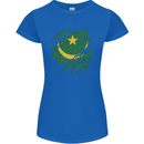 Torn Mauritania Flag Mauritanian Day Football Womens Petite Cut T-Shirt Royal Blue