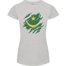 Torn Mauritania Flag Mauritanian Day Football Womens Petite Cut T-Shirt Sports Grey