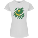 Torn Mauritania Flag Mauritanian Day Football Womens Petite Cut T-Shirt White