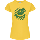 Torn Mauritania Flag Mauritanian Day Football Womens Petite Cut T-Shirt Yellow