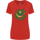 Torn Mauritania Flag Mauritanian Day Football Womens Wider Cut T-Shirt Red