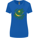 Torn Mauritania Flag Mauritanian Day Football Womens Wider Cut T-Shirt Royal Blue