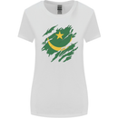 Torn Mauritania Flag Mauritanian Day Football Womens Wider Cut T-Shirt White