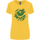 Torn Mauritania Flag Mauritanian Day Football Womens Wider Cut T-Shirt Yellow