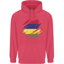 Torn Mauritius Flag Mauritians Day Football Childrens Kids Hoodie Heliconia