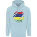 Torn Mauritius Flag Mauritians Day Football Childrens Kids Hoodie Light Blue