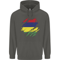 Torn Mauritius Flag Mauritians Day Football Childrens Kids Hoodie Storm Grey