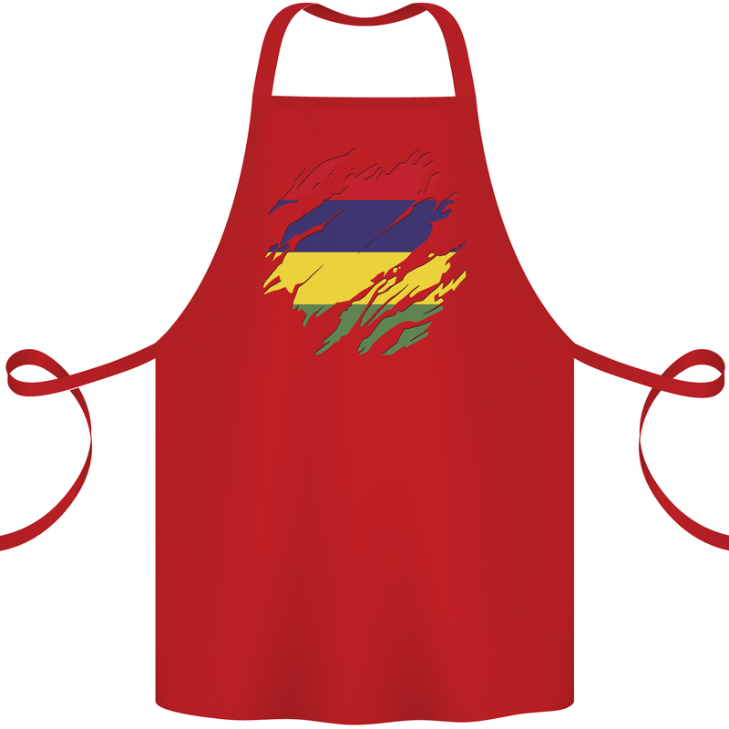 Torn Mauritius Flag Mauritians Day Football Cotton Apron 100% Organic Red