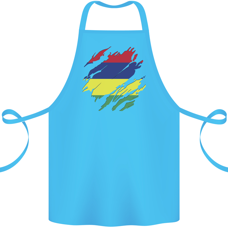Torn Mauritius Flag Mauritians Day Football Cotton Apron 100% Organic Turquoise
