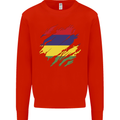 Torn Mauritius Flag Mauritians Day Football Kids Sweatshirt Jumper Bright Red