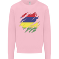 Torn Mauritius Flag Mauritians Day Football Kids Sweatshirt Jumper Light Pink