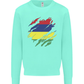 Torn Mauritius Flag Mauritians Day Football Kids Sweatshirt Jumper Peppermint