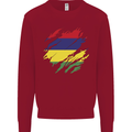 Torn Mauritius Flag Mauritians Day Football Kids Sweatshirt Jumper Red