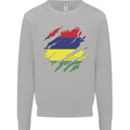 Torn Mauritius Flag Mauritians Day Football Kids Sweatshirt Jumper Sports Grey