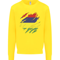 Torn Mauritius Flag Mauritians Day Football Kids Sweatshirt Jumper Yellow