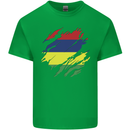 Torn Mauritius Flag Mauritians Day Football Kids T-Shirt Childrens Irish Green