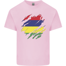 Torn Mauritius Flag Mauritians Day Football Kids T-Shirt Childrens Light Pink