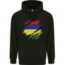 Torn Mauritius Flag Mauritians Day Football Mens 80% Cotton Hoodie Black