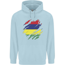 Torn Mauritius Flag Mauritians Day Football Mens 80% Cotton Hoodie Light Blue