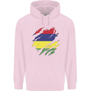Torn Mauritius Flag Mauritians Day Football Mens 80% Cotton Hoodie Light Pink