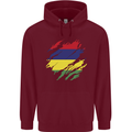 Torn Mauritius Flag Mauritians Day Football Mens 80% Cotton Hoodie Maroon