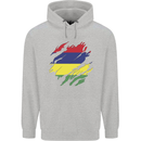 Torn Mauritius Flag Mauritians Day Football Mens 80% Cotton Hoodie Sports Grey