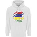 Torn Mauritius Flag Mauritians Day Football Mens 80% Cotton Hoodie White