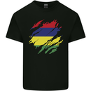 Torn Mauritius Flag Mauritians Day Football Mens Cotton T-Shirt Tee Top Black