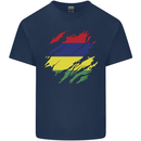 Torn Mauritius Flag Mauritians Day Football Mens Cotton T-Shirt Tee Top Navy Blue