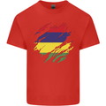 Torn Mauritius Flag Mauritians Day Football Mens Cotton T-Shirt Tee Top Red