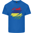 Torn Mauritius Flag Mauritians Day Football Mens Cotton T-Shirt Tee Top Royal Blue