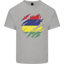 Torn Mauritius Flag Mauritians Day Football Mens Cotton T-Shirt Tee Top Sports Grey