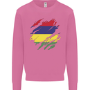 Torn Mauritius Flag Mauritians Day Football Mens Sweatshirt Jumper Azalea