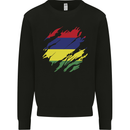 Torn Mauritius Flag Mauritians Day Football Mens Sweatshirt Jumper Black
