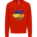 Torn Mauritius Flag Mauritians Day Football Mens Sweatshirt Jumper Bright Red