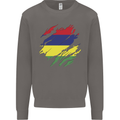 Torn Mauritius Flag Mauritians Day Football Mens Sweatshirt Jumper Charcoal