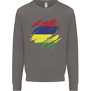 Torn Mauritius Flag Mauritians Day Football Mens Sweatshirt Jumper Charcoal
