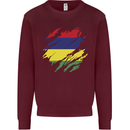 Torn Mauritius Flag Mauritians Day Football Mens Sweatshirt Jumper Maroon