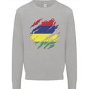 Torn Mauritius Flag Mauritians Day Football Mens Sweatshirt Jumper Sports Grey