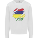 Torn Mauritius Flag Mauritians Day Football Mens Sweatshirt Jumper White